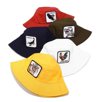 China Fisherman Wide Custom Design Logo Animal Patch Bucket Hat Brim Spring And Summer Character for sale