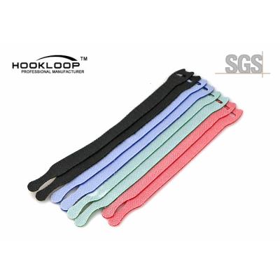 China Sustainable Double Loop Cable Tie Candy Color Recycle Hook And Loop Tape Fastening Strap for sale