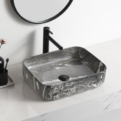 China Badkamer wasbak art square marble ceramic pedestal washbasin hand wash basin black bathroom ware easy clean sink sanitary ware bowl for sale