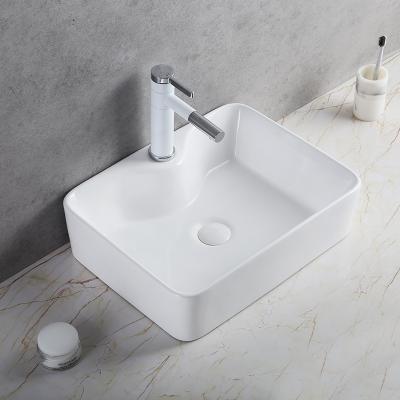 China ANYI Hot Selling Ceramic Sink Easy Cleaning Bathroom Dining Rectangular Countertop Wash Basin Sink for sale