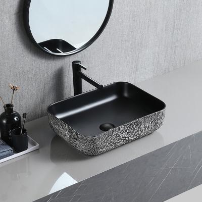 China Easy to clean unique bathroom sink handwaschbecken sanitary wares ceramic counter basin matte art basin table sink for sale