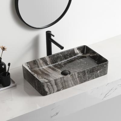 China Easy Clean Square Bathroom Sink Table Top Washbasin Bathroom Hand Sink Ceramic Art Basin for sale