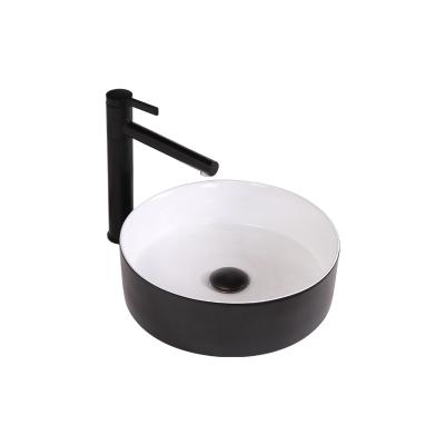 China Easy Clean Professional Bathroom Matt Black Wash Basin Sink OEM Bulat Wastafel Keramik Kamar Mandi ODM Round Art Countertop Ceramic Basin for sale