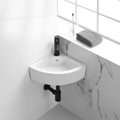 China Waterproof Wastafel cuci factory price mini bathroom sink keramik splash tiga tiga counter vanity top tangan wall hung basin for sale