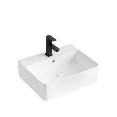 China Easy To Clean Manufacfurer Wall Hung Basin Modern Rectangular Bathroom Ceramic Countertop Sink for sale