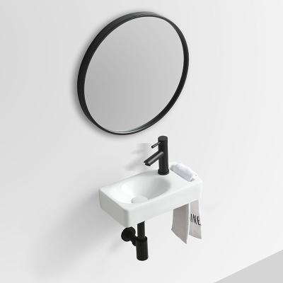 China Economic Price Rectangular Small Bathroom Sink Ceramic Wall Hung Basin for sale