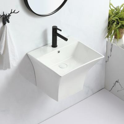 China Easy To Clean Garden Wash Basin Bowl Sink Lavabo Suspendido Hanging Porcelain Wall Mounted Hung Basin For Lab for sale