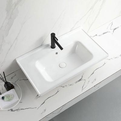 China Easy To Clean Wholesale Ceramic Bathroom Vanity Sink Single Hole Above Counter Wash Basin Cabinet for sale