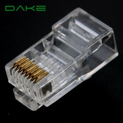 China Best PC Price RJ45 Connector Cat5e CAT6 UTP 8p8c Module Socket 1.5mm Gold Plated Aperture 50u 100/pcs for sale