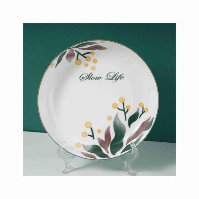 China 2021 CLASSIQUE Hot Selling Phnom Penh Premium Luxury Bone China 8 Inch Round Dish Dinner Plate for sale