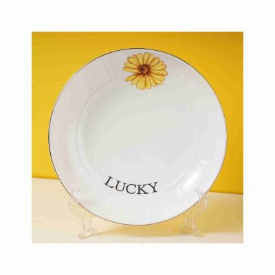 China CLASSIC High Quality Ceramic Gold Restaurant Light Luxury Colorful Porcelain Tableware 8 Inch Round Dish Dinner Plate for sale