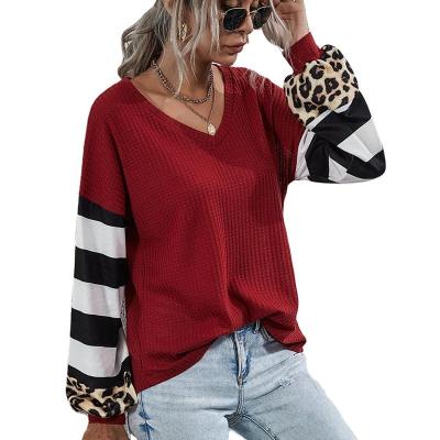 China Autumn/Winter Women's Striped Quilted Anti-wrinkle T-shirt Women's Long Sleeve T-shirt for sale