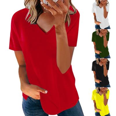 China 2021 Wholesale Anti-wrinkle Spring Women's Oversized Blank Tees Cropped Plain T-shirt For Ladies for sale