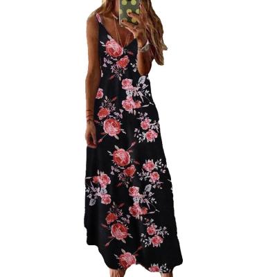 China Wholesale Breathable Beach Casual Summer Sexy Floral Print Plus Size Dresses Long Dress 2021 Bohemian Casual Outfits for sale