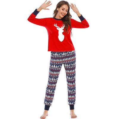 China Breathable Christmas Ajamas Family Two Piece Long Sleeve Women's Shristmas Pajamas for sale