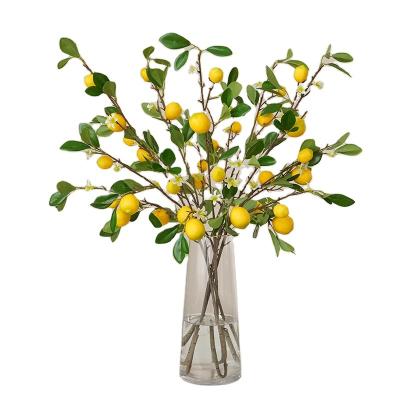 China Hot Selling Natural Touch Lemon Branches Vivid Yellow Artificial Lemon Stems For Farmhouse Style Home Table Centerpiece Decor for sale