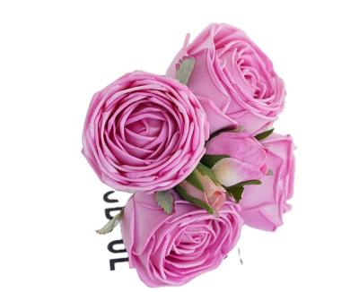 China Eco-Friendly Customized Simulation Rose Single Hand Touch Moisturizing Rose Stake Rose Home Living Room Decoration Flower for sale