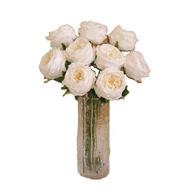 China Natural High Quality Exquisite Real Touch Head Artificial Touch Rose Large For For Wedding Party Home Decoration for sale