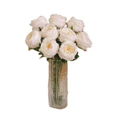 China Sales Touch New Natural Explosive High Quality Pattern Real Touch Artificial Roses For Wedding Party Home Decoration for sale