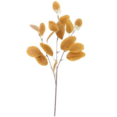 China Natural Contact Simulated Eucalyptus Leaf With Fruit Flower Art Flower Arrangement Olive Branch Simulated Eucalyptus Leaf 3-Fork for sale