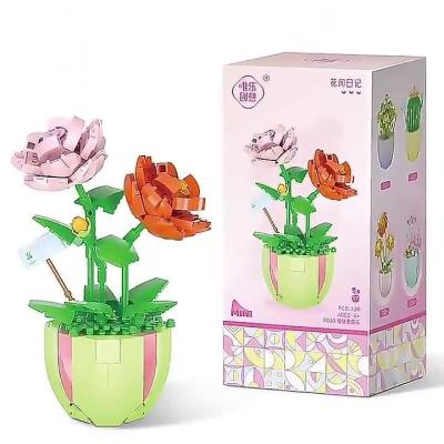 China DIY TOY Small Particles Of Building Blocks Flower Potted Plant Flowers Ornaments Educational Assembled Children's Toy Gifts for sale