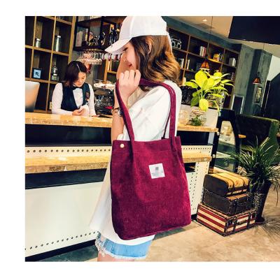 China Hot Selling Designer Handbag Tote Bag Canvas And Shoulder Bag Corduroy Eco-Friendly Eco Friendly Handbag for sale