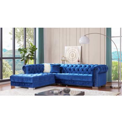 China Chainiti high quality factory style living room furniture American button tufted l shape sofa fabric sofa for sale