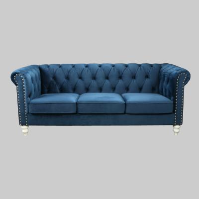 China Low Price Contemporary Sofa Set Modern Blue Living Room Fabric Classic Chesterfield Sofa for sale