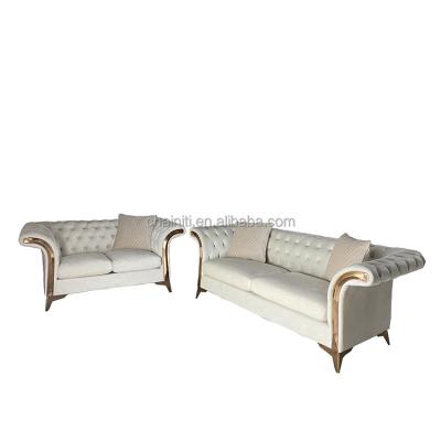 China Other Glamorous Modern Velvet Living Room Sofa Set Cream Color New Modern Design Luxury Furniture for sale