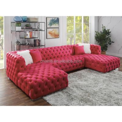 China Modern Sofa Living Room Design Velvet Home Fabric Adorned Sofa Set Sectional Couch Sweet Sofa for sale