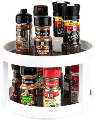 China Workable Wholesale Non-slip Lazy Turntable 2 Tier Revolving Cabinet Galley Spice Rack for sale