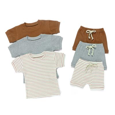 China Newborn Baby Boy Girls Summer Anti-Shrink Clothes Elastic Outfits Sets T-shirt + Shorts Suits For Casual Baby Infant Clothing Sports Sets for sale