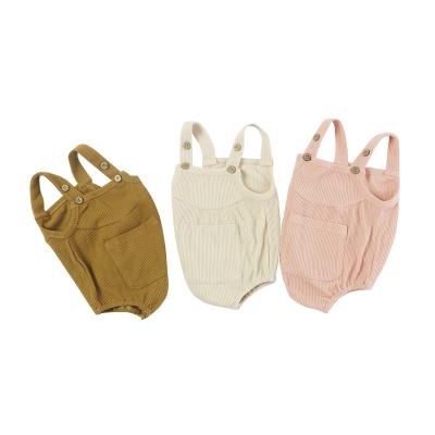 China 2022 Toddler Jumpsuit Baby Kids Rompers Solid Color Ribbed Sleeveless Cotton Onesie for sale