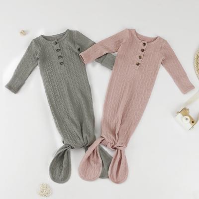 China New Hot Sale Toddler Infant Clothes Breathable Deep Knit Sleeping Bag Warm Sleeve Knotted Baby Dress Long for sale