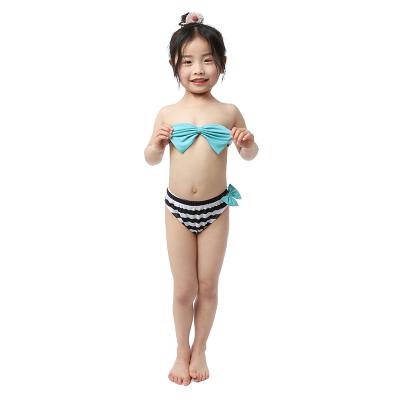 China Summer Reversible Cool Cotton Custom Stripe Shorts Kids Girls Bikini Wholesale Swimwear for sale