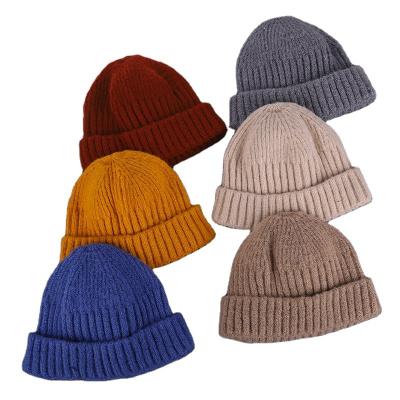 China Fashion Accessories Striped Baby Beanies Unisex Winter Knit Cotton Hats Newborn Kids Hats for sale