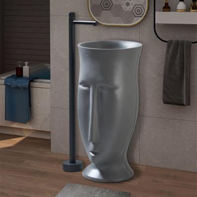 China Minimalist Artificial Stone Pedestal Wash Basin For Bath Sink Decor Colorful Bath Basin Home Design Wash Basins New From YunNuo Art Basin Factory for sale