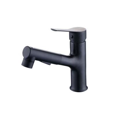 China Pull Out Spray Pull Out Mixer Tap Bathroom Black Basin Sink Faucet Rinser Basin Cold-Hot Faucet for sale