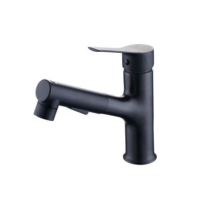 China Pull Out Spray Modern Deck Mounted Sink Basin Water Tap No Dead Corner Cleaning Pull Out Vanity Faucet for sale