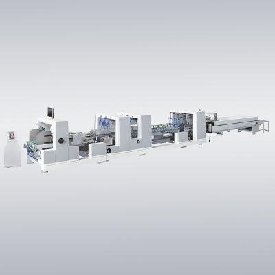 China ZH-M1450-PC Automatic Food Folder Gluer with Pre-fold Crash Bottom Folding Gluing Boxes for sale