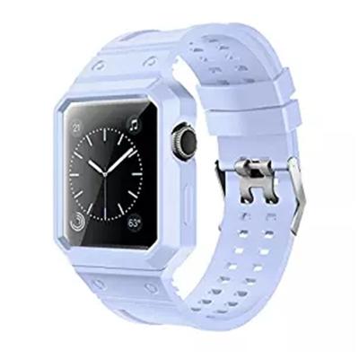 China 2018 Style Wrist Strap TPU Silicone Watch Band Strap For Apple Watch 38mm 42mm With Armor Full Protective Case Frame Rubber Strap for sale