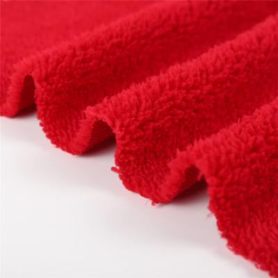 China Pill Red Color Anti Fluffy Sherpa Fleece Hoodie Fabric For Blanket for sale