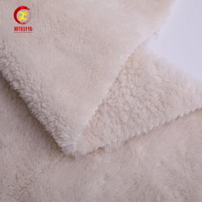 China Anti Pill Double Side Brushed Thick Polyester Sherpa Fleece Blanket Fabric for sale