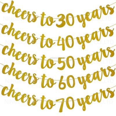 China Glitter Cheers To 21-80 Years Happy Birthday Glitter Birthday Decorations Wedding Decorations Party Banner for sale