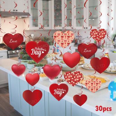 China Partywell Valentine's Day Wedding 30pcs Happy Birthday Valentine's Day Birthday Shower Bachelorette Party Bridal Shower Heart Foil Swirl Ceiling Window Wall Hanging Decorations for sale