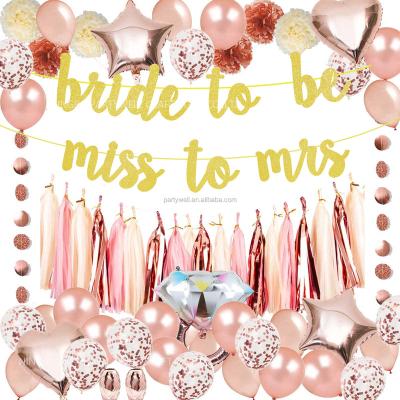 China Bachelorette Party Supplies Rose Gold Decorations Pack Bachelorette Party Supplies Bridal Shower Banner Pom Poms Balloons Dots Garland Rose Gold Decorations Pack Bridal Shower Banners for sale