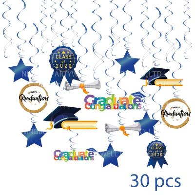 China Partywell Decoration 2020 Graduation Party Hanging Swirls Kit Blue Graduation Decorations Ceiling and Door Decoration for sale