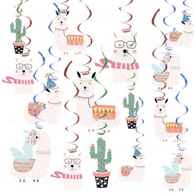 China Hanging Decoration Partywell Llama Cactus Swirl Decorations, Llama Themed Birthday Party Supplies for sale