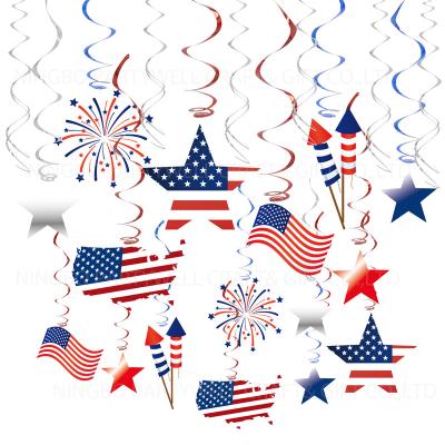 China Partywell Fourth of July Patriotic Swirls Hanging Decorations Partywell - 4th of July American Flag / Red White Blue Stars Party Supplies for sale