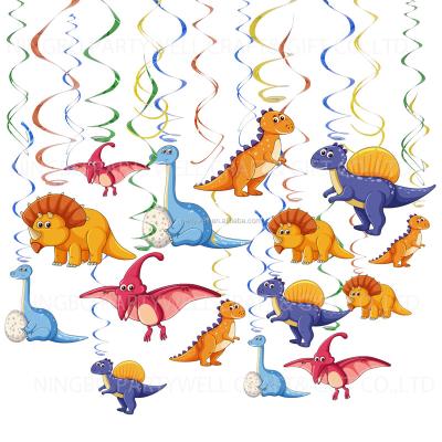 China Hanging Party Decorations Partywell Dinosaur Swirl Decorations Dino Fossil Jurassic T-REX Birthday Party Supplies for sale